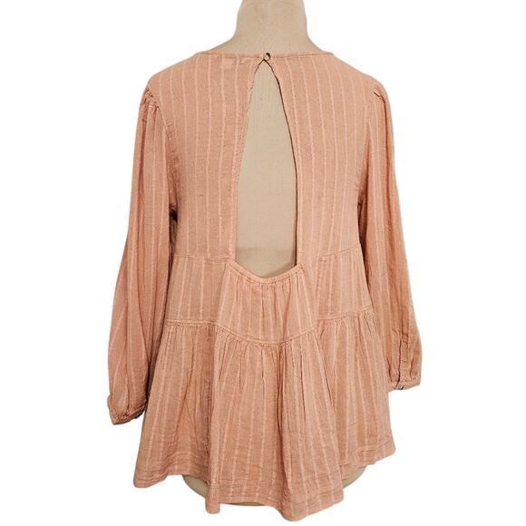 American Eagle Babydoll Peasant Tunic Top Boho Hippie Blouse Cut Out Open Back M - Picture 2 of 15